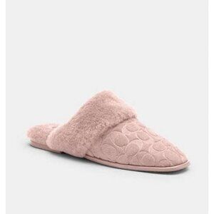 Coach Sherpa Flat Mule Women's Signature Candy Pink Suede Slipper CCX65